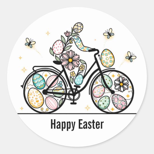 Custom Name Easter Bicycle Design ラウンドシール (正面)