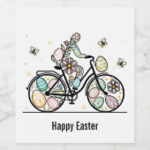 Custom Name Easter Bicycle Design ワインラベル (シングルラベル)
