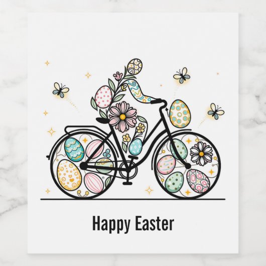 Custom Name Easter Bicycle Design ワインラベル (シングルラベル)