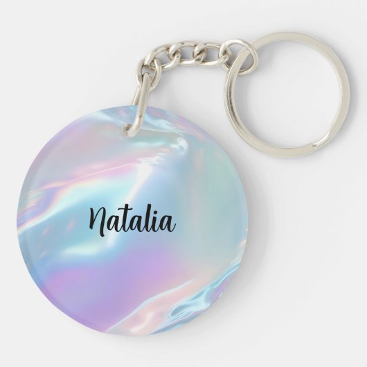 Custom Name Elegant Holographic キーホルダー (裏面)