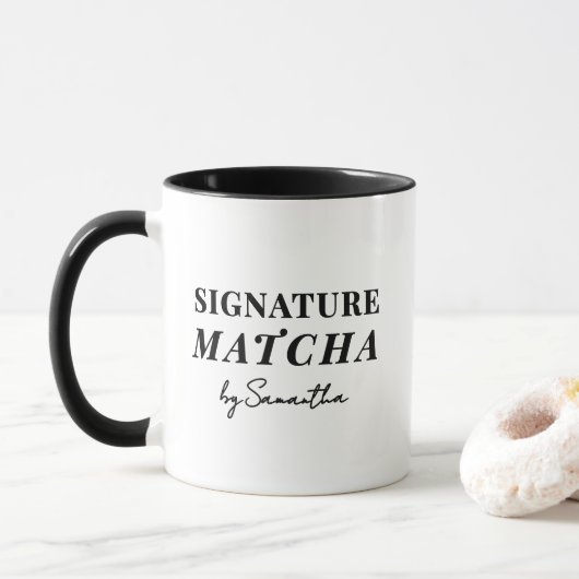 Custom Name Elegant Matcha Tea Quote Typography  マグカップ (ドーナツ)