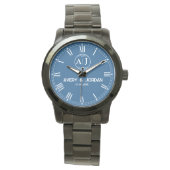 Custom Name Elegant Monogram Wedding  Navy 腕時計 (正面)