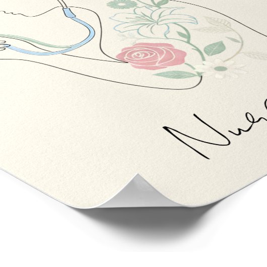 Custom Name Elegant Nurse Silhouette Poster ポスター (角)