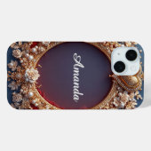 Custom name Elegant Pearl Heart Glow ✨ Romantic Case-Mate iPhoneケース (裏面 (横))