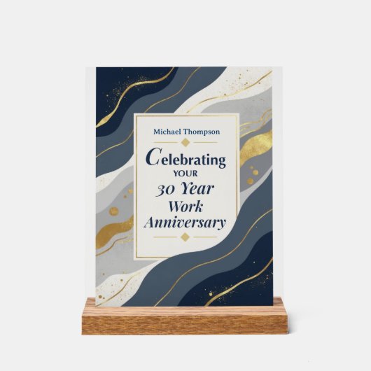 Custom Name Employee 30 Year Work Anniversary アクリルサイン (正面)