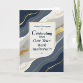 Custom Name Employee One Year Work Anniversary カード (正面)