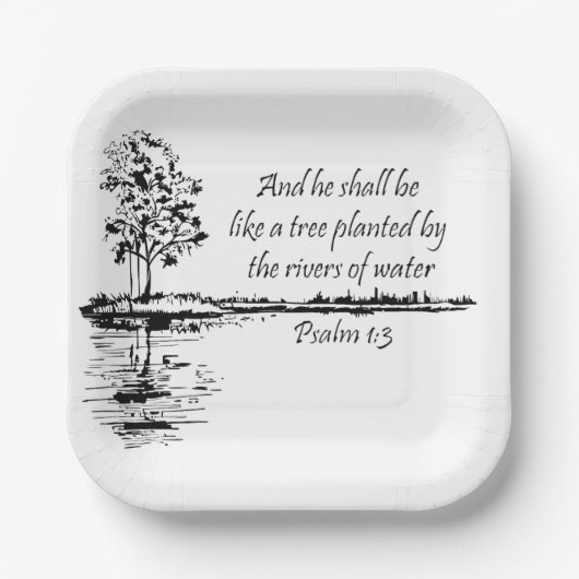 Custom Name Encouraging Scripture Psalm 1:3  ペーパープレート (正面)