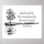 Custom Name Encouraging Scripture Psalm 1:3 ポスター (正面)