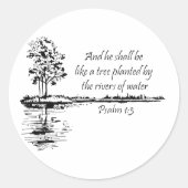Custom Name Encouraging Scripture Psalm 1:3 ラウンドシール (正面)