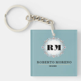 Custom name engraved  blue キーホルダー