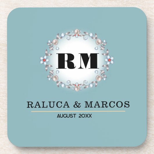 Custom name engraved  blue コースター (正面)