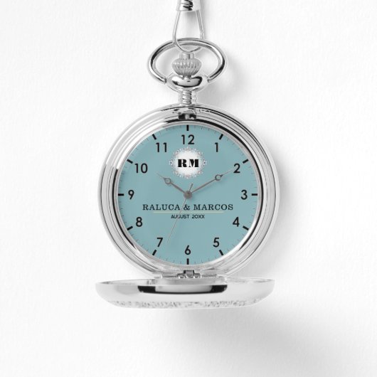 Custom name engraved  blue 腕時計 (正面)