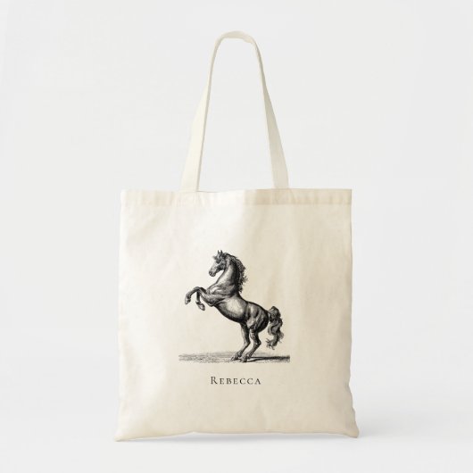 Custom Name Equestrian Vintage Horse トートバッグ (正面)
