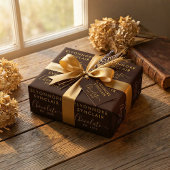 Custom Name Est Date Brown Gold Script Chocolate ラッピングペーパー
