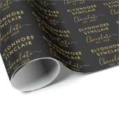 Custom Name Est Date Gold Script Chocolate ラッピングペーパー (ロールコーナー)