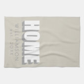 Custom Name Est. Home Minimalist Modern Beige Gray キッチンタオル (横)