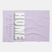 Custom Name Est. Home Minimalist Pastel Purple  キッチンタオル (横)