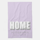 Custom Name Est. Home Minimalist Pastel Purple  キッチンタオル (縦)