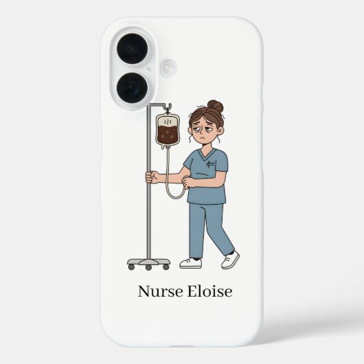 Custom Name Exhausted Nurse Coffee IV Phone Case Case-Mate iPhoneケース (裏面)