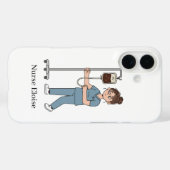 Custom Name Exhausted Nurse Coffee IV Phone Case Case-Mate iPhoneケース (裏面 (横))