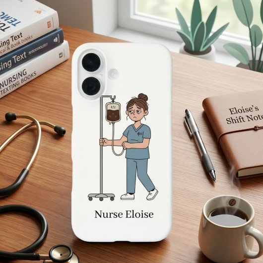 Custom Name Exhausted Nurse Coffee IV Phone Case Case-Mate iPhoneケース