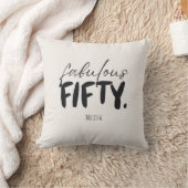 Custom Name Fabulous Fifty Beige Black クッション (ブランケット)
