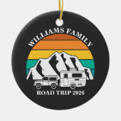 custom name family vacation mountain Road Trip セラミックオーナメント (正面)
