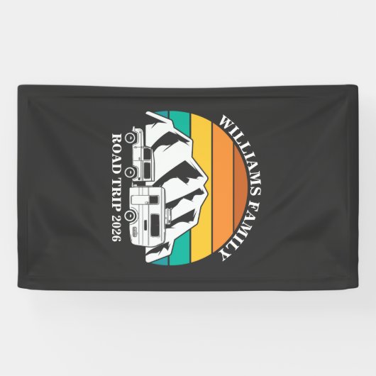 custom name family vacation mountain Road Trip 横断幕 (横)