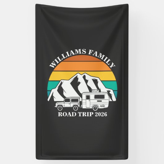 custom name family vacation mountain Road Trip 横断幕 (縦)