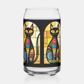 Custom Name Faux Stained Glass Cat ガラス缶 (裏面)