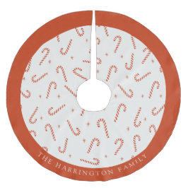 Custom Name Festive Candy Cane Christmas  ブラッシュドポリエステルツリースカート