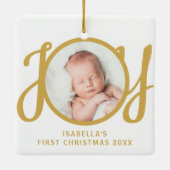Custom Name First Christmas Photo Keepsake セラミックオーナメント (裏面)