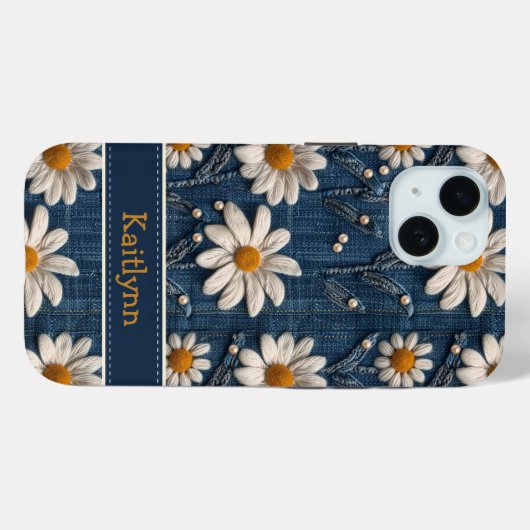 Custom Name Floral Embroidered Phone Case Case-Mate iPhoneケース (裏面 (横))
