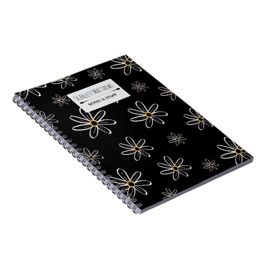 Custom Name Floral Notebook ノートブック (右側)
