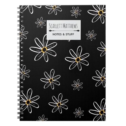 Custom Name Floral Notebook ノートブック (正面)