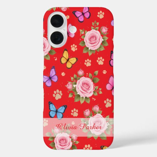 Custom Name Floral Paw Print Phone Case  Case-Mate iPhoneケース (裏面)