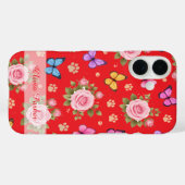 Custom Name Floral Paw Print Phone Case  Case-Mate iPhoneケース (裏面 (横))