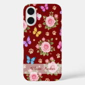 Custom Name Floral Paw Print Phone Case  Case-Mate iPhoneケース (裏面)