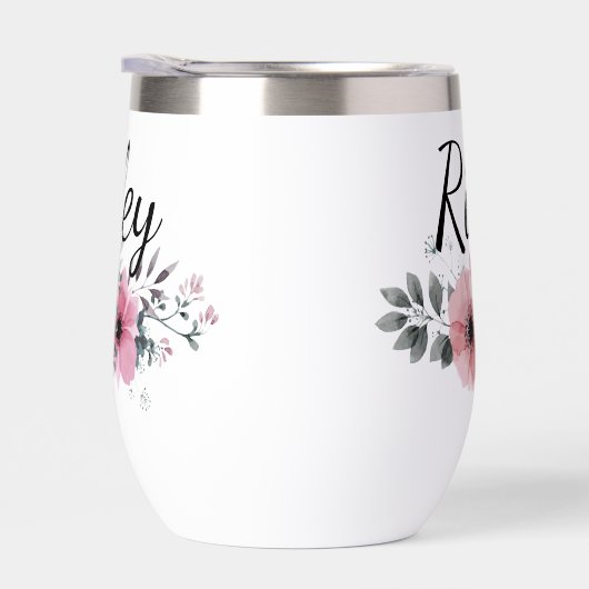 Custom Name Floral Personalized Pink Flower (右面)