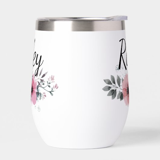 Custom Name Floral Personalized Pink Flower (左面)