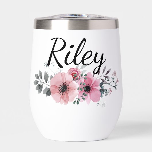 Custom Name Floral Personalized Pink Flower (正面)