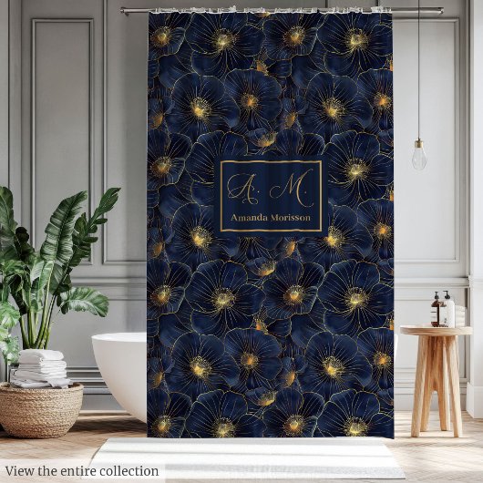 Custom Name Floral Personalized Shower Curtain シャワーカーテン