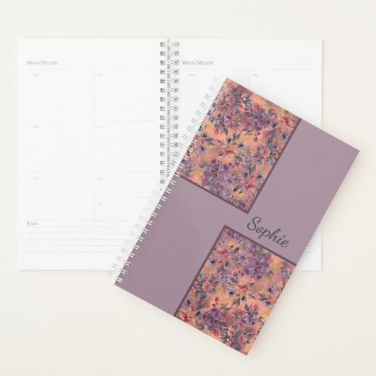 Custom Name Floral Planner Notebook プランナー手帳 (ディスプレー)