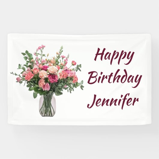 Custom Name Flower Floral Bouquet 横断幕 (横)