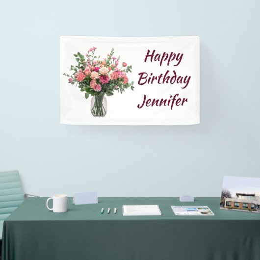Custom Name Flower Floral Bouquet 横断幕 (トレードショー)