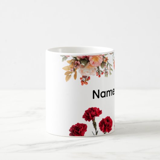 Custom Name Flower Mug コーヒーマグカップ (中央)