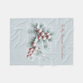 Custom Name Frosted Winter Berry Throw Personalize フリースブランケット (正面(横))