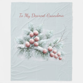 Custom Name Frosted Winter Berry Throw Personalize フリースブランケット