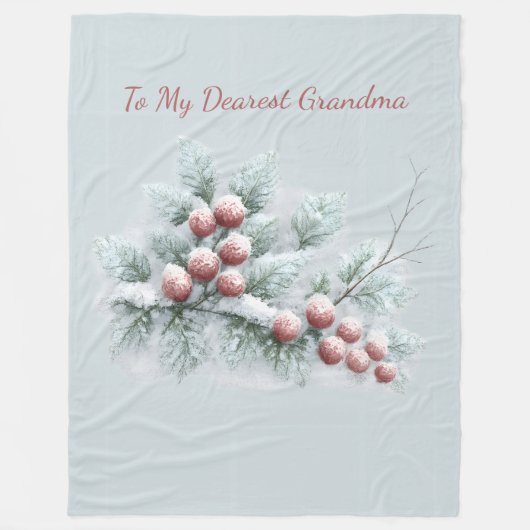 Custom Name Frosted Winter Berry Throw Personalize フリースブランケット (正面)