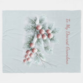 Custom Name Frosted Winter Berry Throw Personalize フリースブランケット (正面(横))